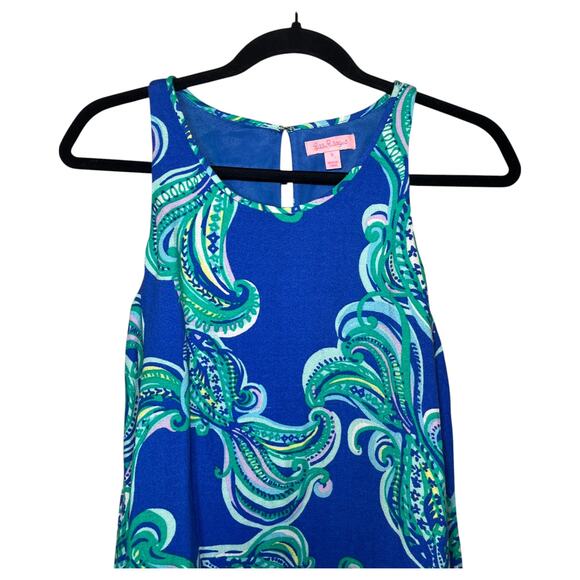 Lilly Pulitzer Paisley Wright Trapeze Tank Mini Dress Blue Crush Turquoise Small - Picture 4 of 8